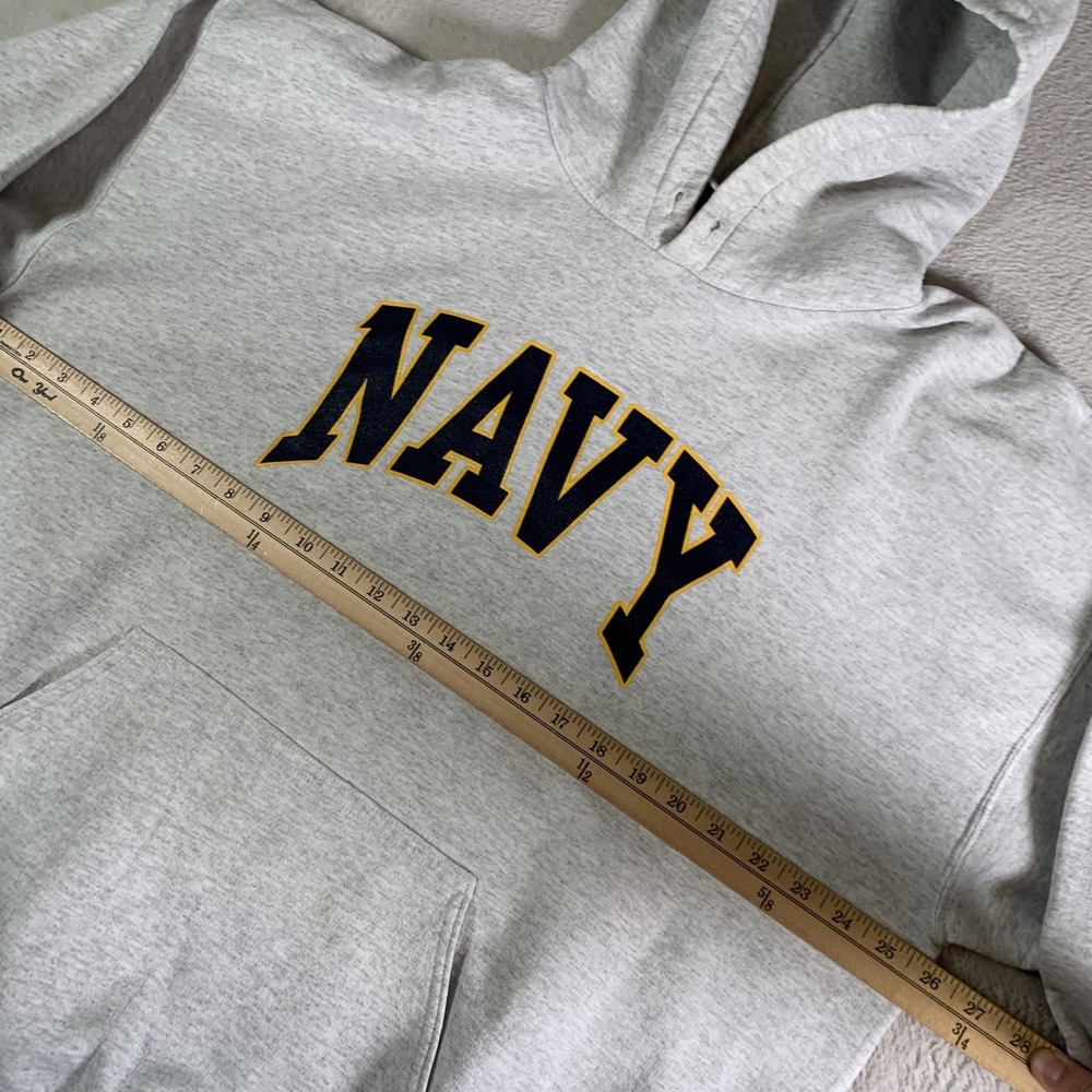 VTG Navy Midshipmen Hoodie Pullover Mens XL Gray College‎ Football Dodger Fleece - Picture 6 of 11